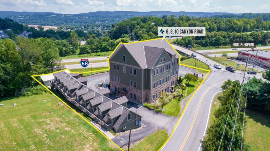 Aerial graphic of 6, 8, 10 Canyon Road in Morgantown, WV 